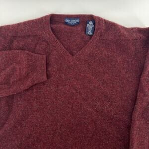 VTG John Ashford 100% Lambswool V Neck Sweater Mens XXL Tall Burgundy Preppy